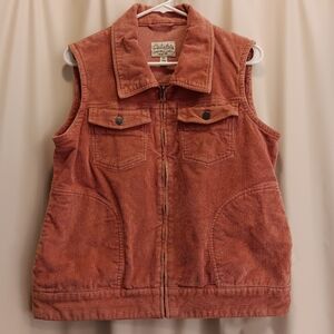 Womens Cabelas Full Zip Pink Corduroy Vest Size Medium